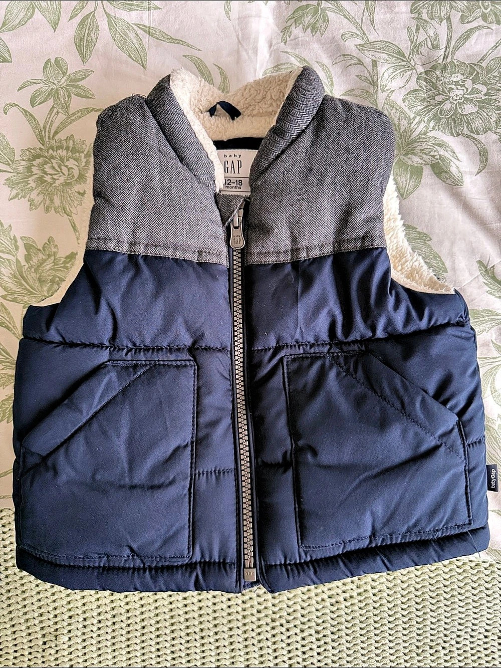 baby GAP ColdControl Max Puffer Vest Blue & Gray Baby 12-18M